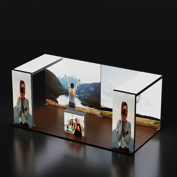 Textilbanner für LED-Wände mit wechselbarem Druck